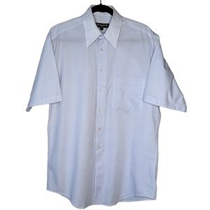 Hathaway Men’s White & Light Blue Short Sleeves Dress Shirt 15 1/2